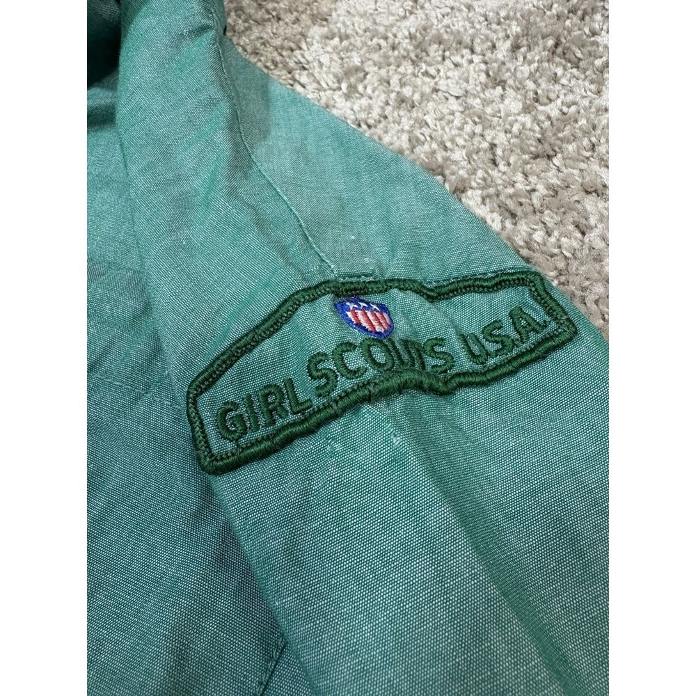 Girl Scouts Dress Uniform Girls XS Green Excellent Vintage Cotton Button Front - Picture 6 of 13